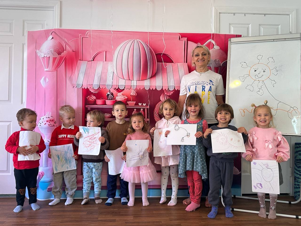 Showing off the day’s drawings