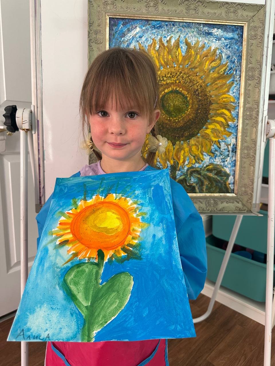 A finished sunflower painting