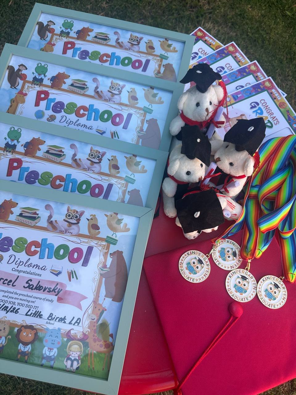 Preschool diplomas and medals
