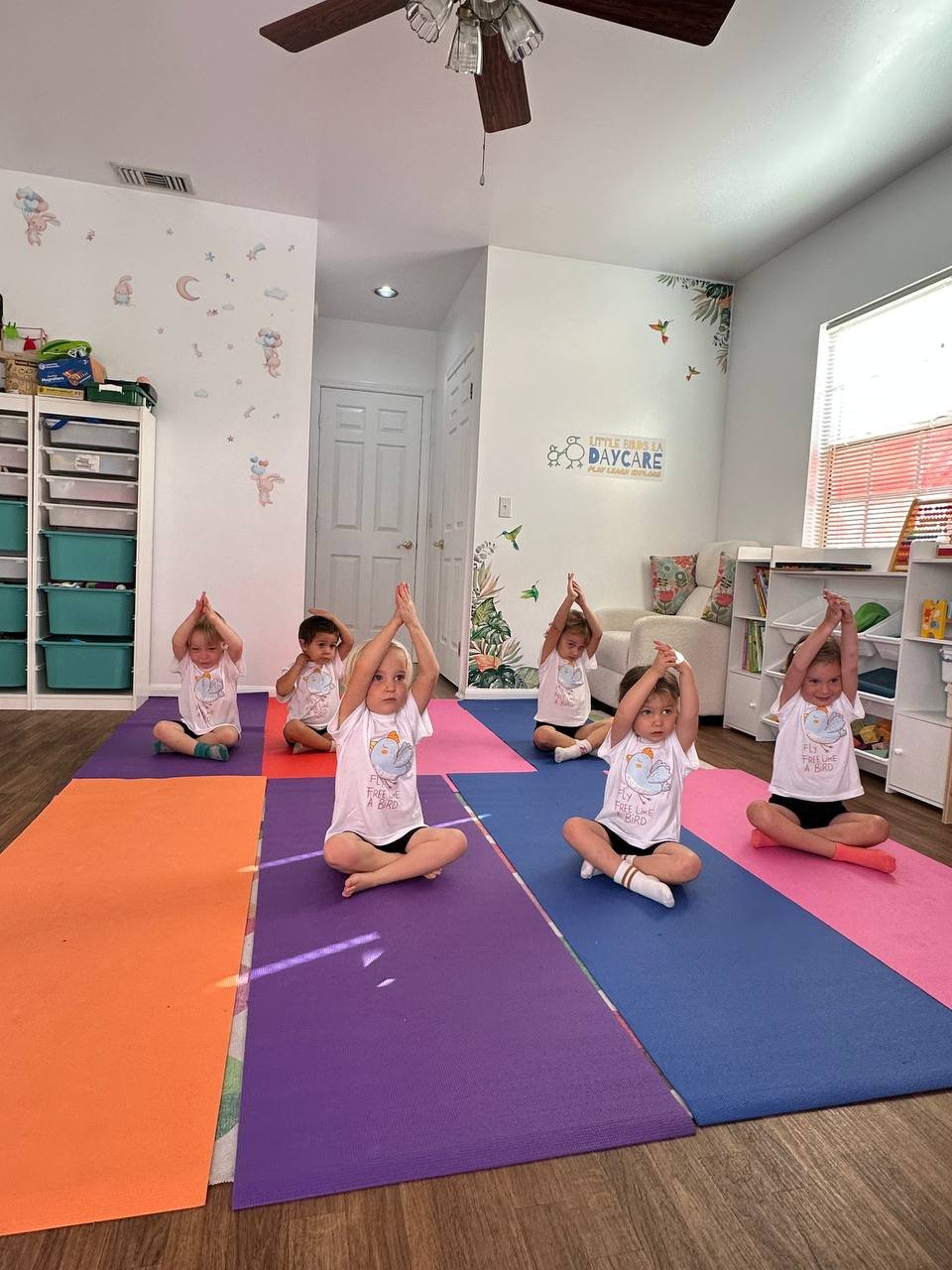 Reaching high during yoga